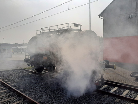 Rauch simuliert den Unfall